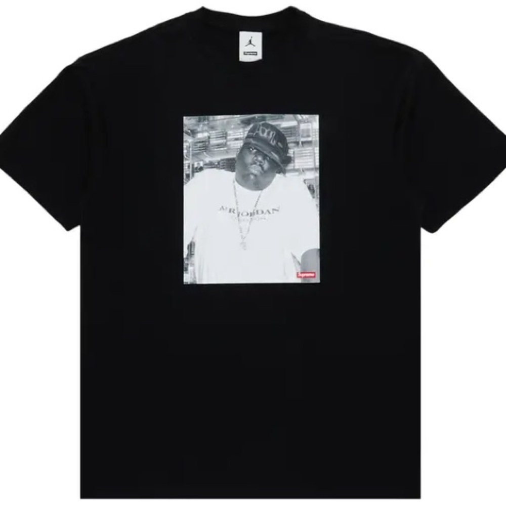 Supreme Air Jordan Biggie Black Graphic T-Shirt